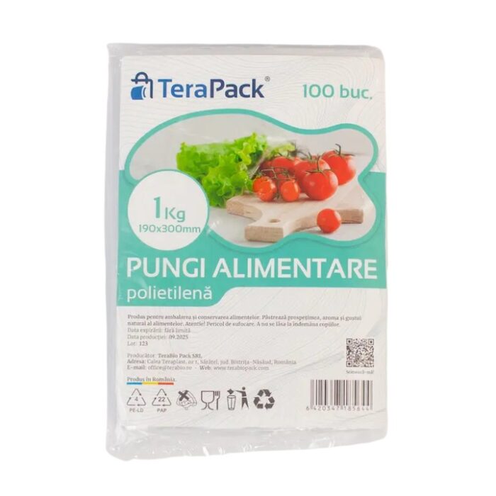 Pungi alimentare TeraPack LDPE 1kg 100 bucăți