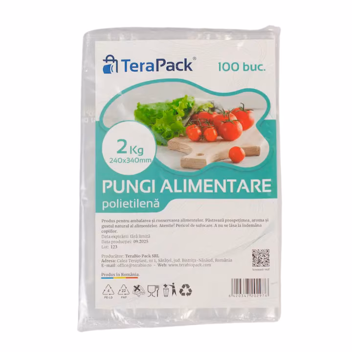 Pungi alimentare TeraPack LDPE 2kg 100 bucăți