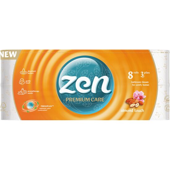 Hârtie igienică Zen Premium Care Almond Touch 3 straturi 8 role