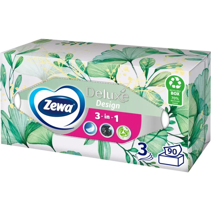 Șervețele faciale Zewa Deluxe 3 straturi 90 bucăți