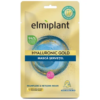 Mască șervețel Hyaluronic Gold Elmiplant 1 bucată