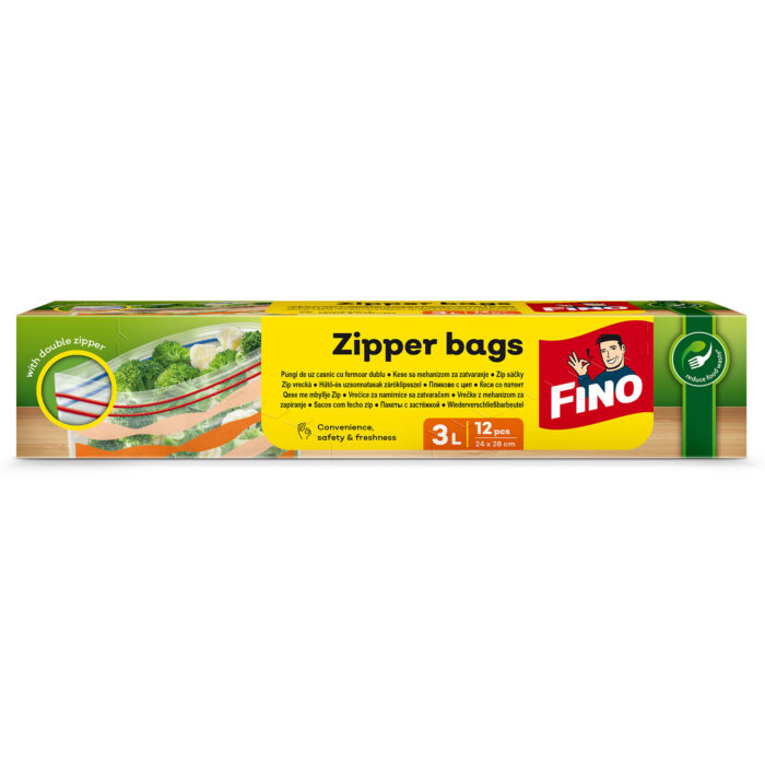 Pungi cu fermoar dublu Fino 3 L 12 bucăți