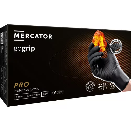 Mănuși nitril Mercator gogrip negre 50 bucăți